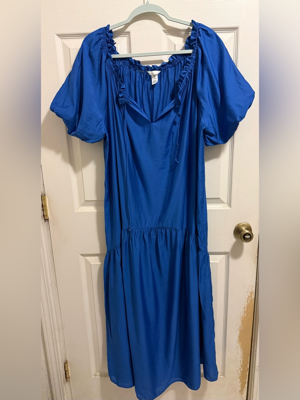 H&M Royal Blue Peasant Maxi Dress
